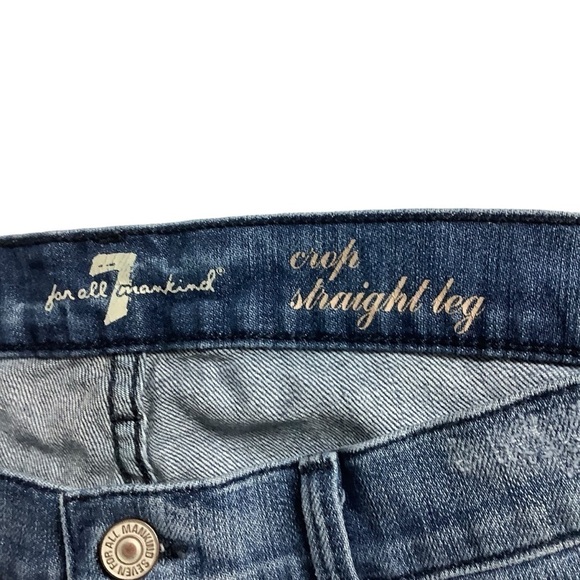 7 For All Mankind 7FAM Crop Straight Leg Jean Size 31 Flaw Distressed Cuffed - Picture 4 of 12